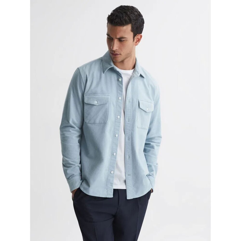 NEW REISS Blue Cialini Twill Cord Twin Pocket Overshirt Size Small 26802